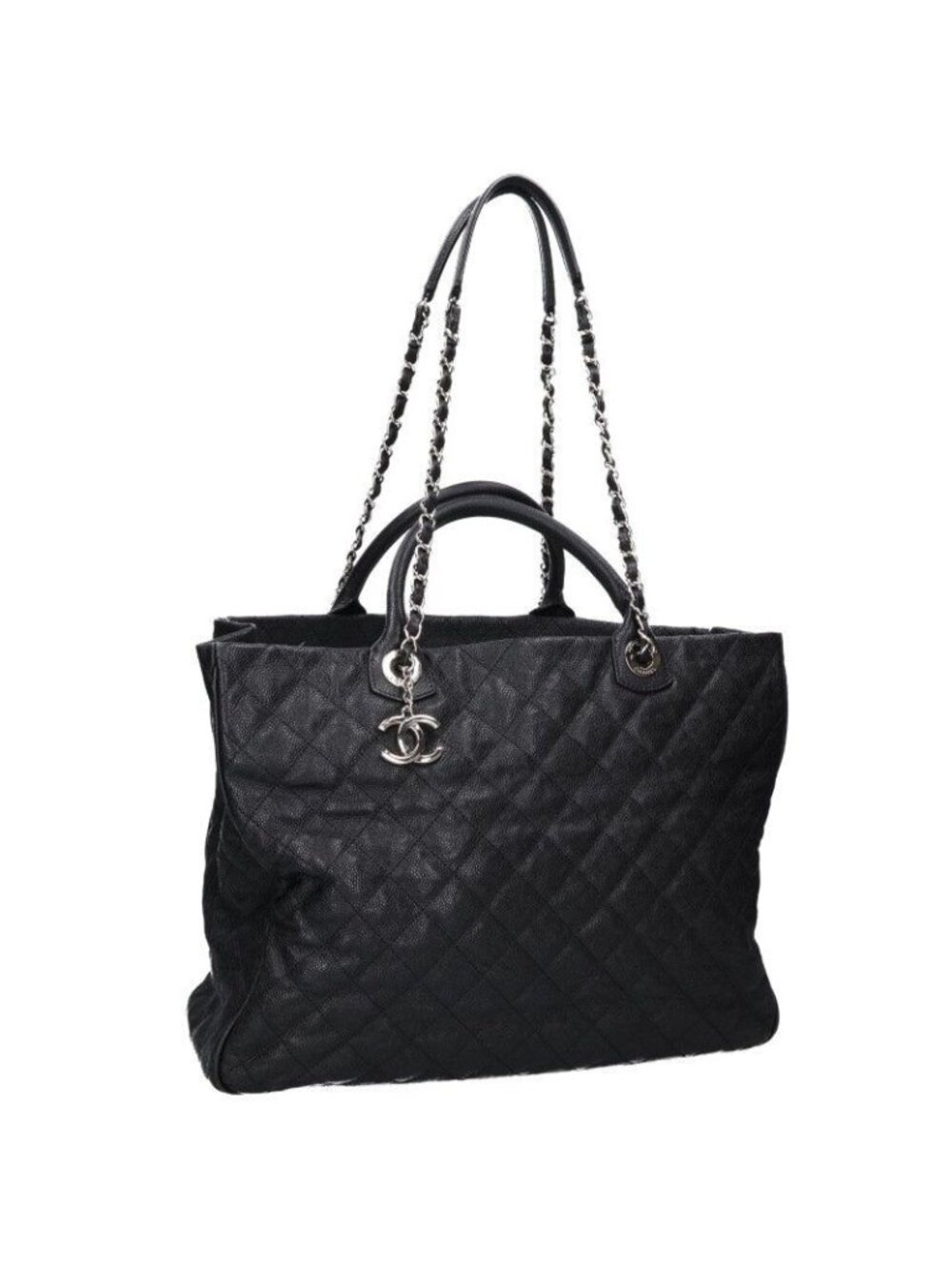 Chanel Quilted Caviar Leather Chain Tote Bag